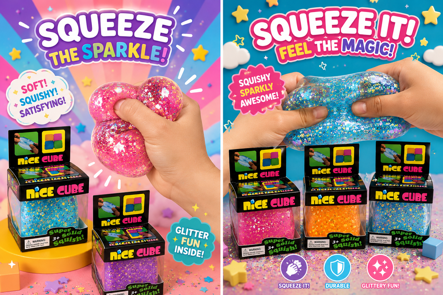 Nice Cube Glitter Squishy Toy