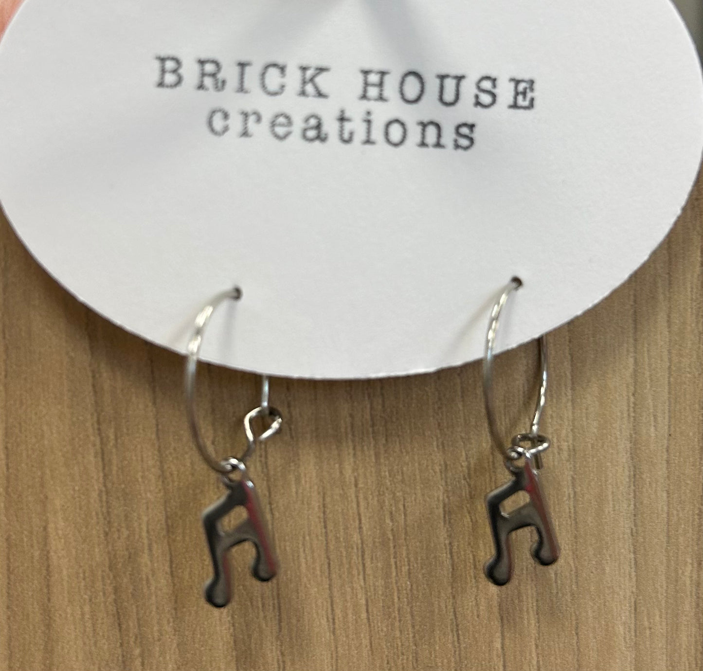 BrickHouse Creations Silver Hoop Music Notes Earrings