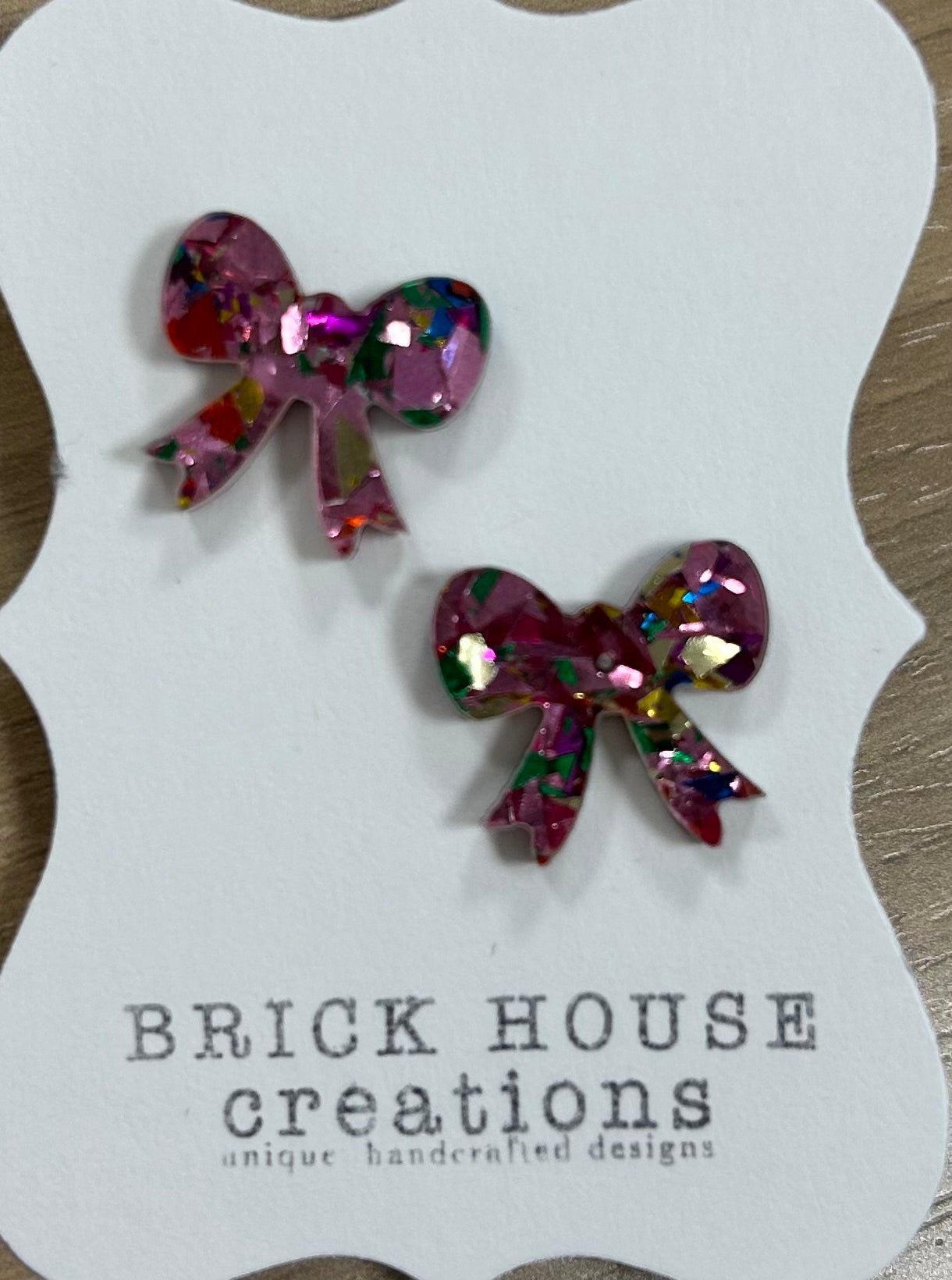 BrickHouse Creations Acrylic Bow Earrings