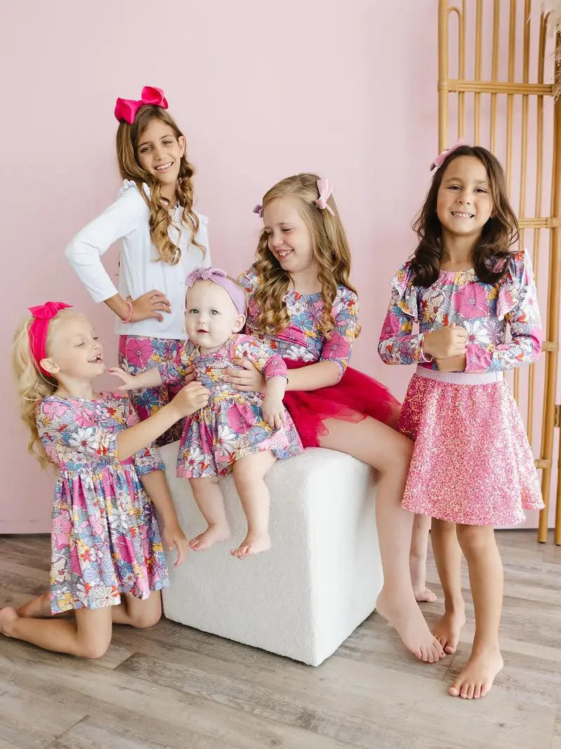 Mauve What's Up Buttercup L/S Flutter Sleeve Leotard