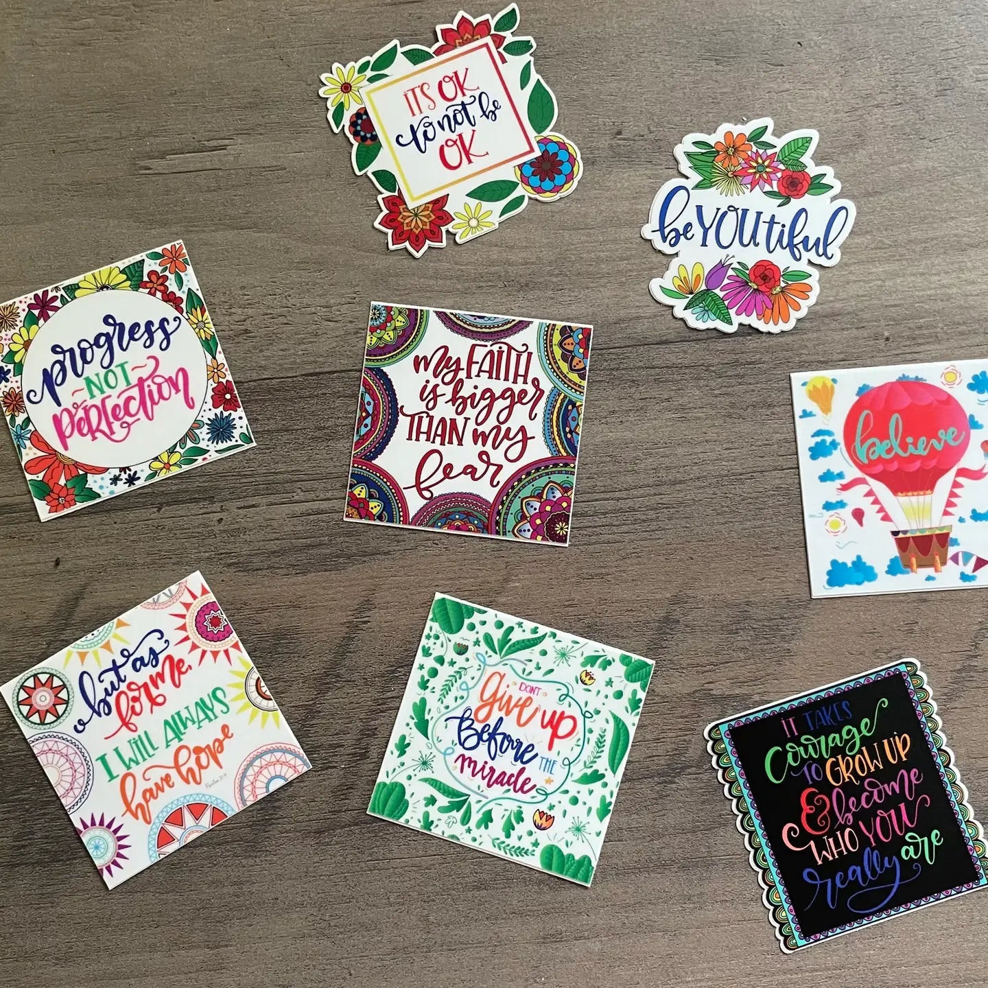 Inspirational 8-Pack Mini Self Care Sticker Set