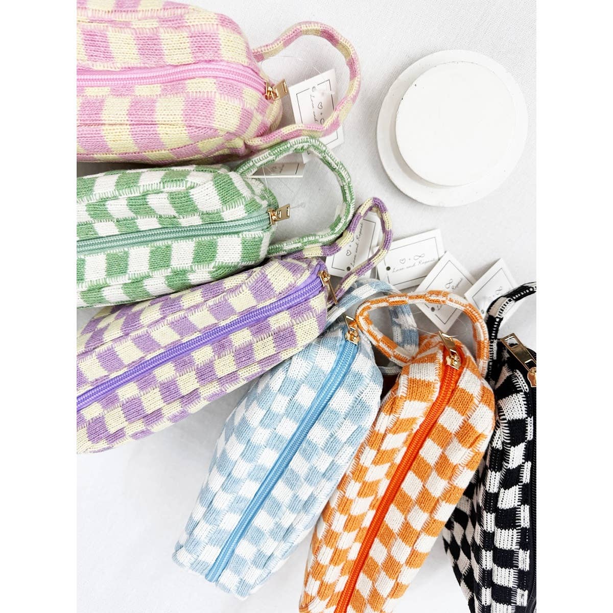 Checker Cosmetic Bag with handle