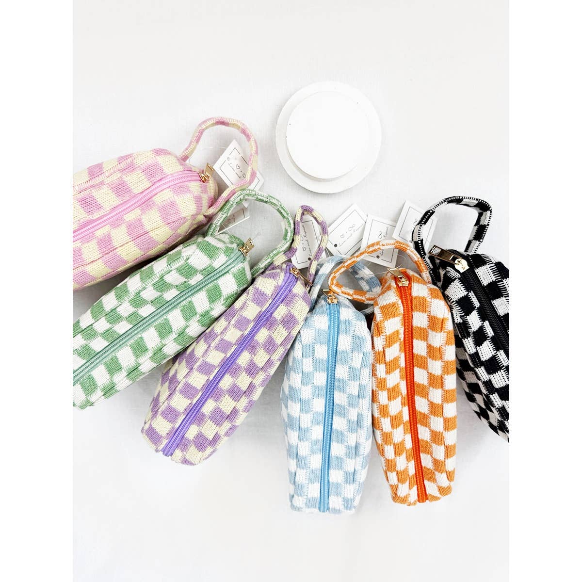 Checker Cosmetic Bag with handle