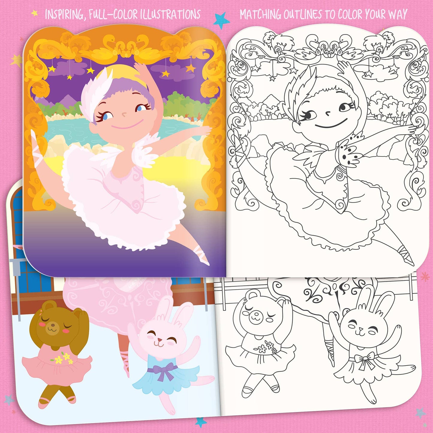 Dry Erase Reusable Coloring Book with Stickers | Ballet