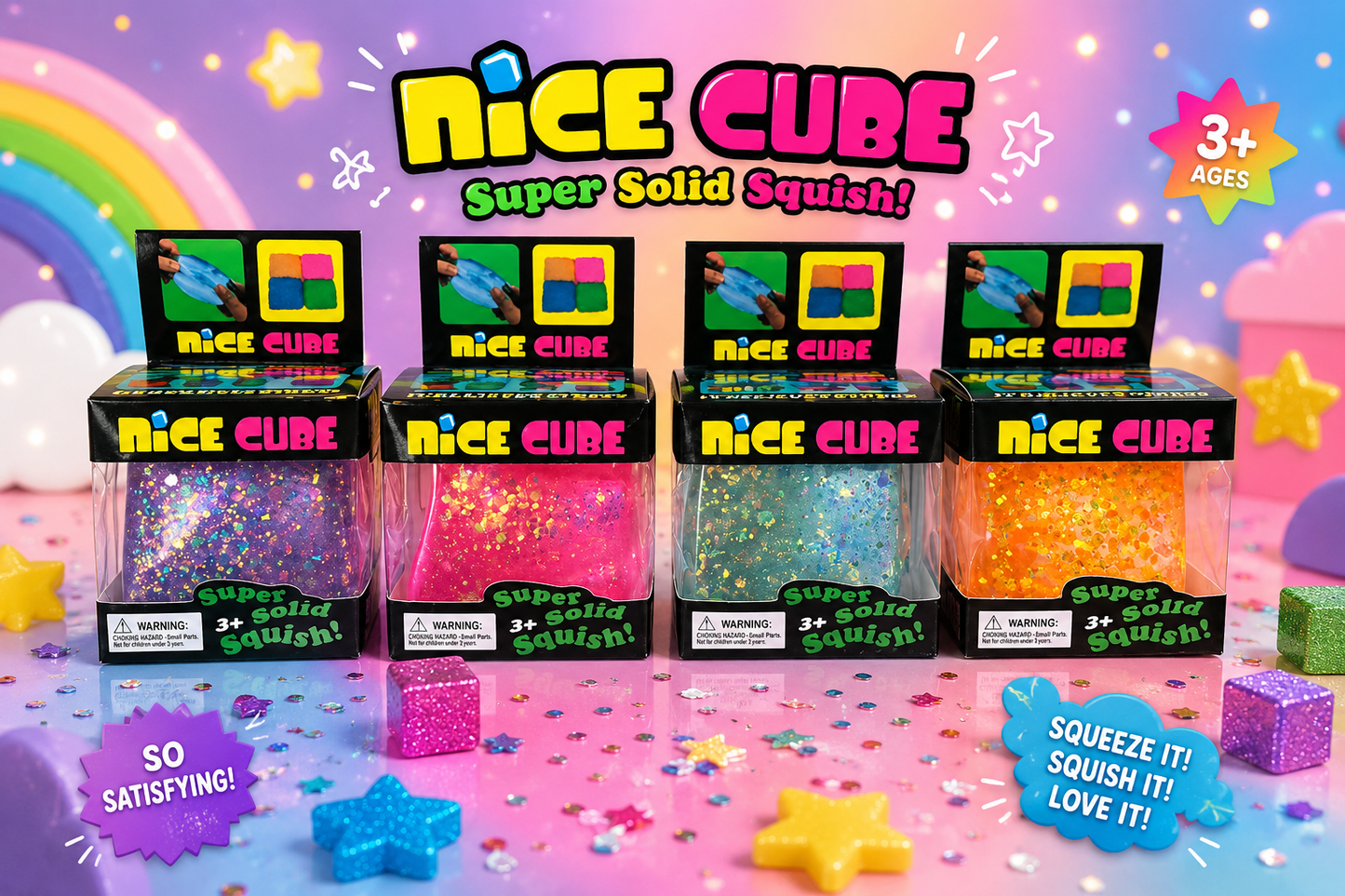 Nice Cube Glitter Squishy Toy