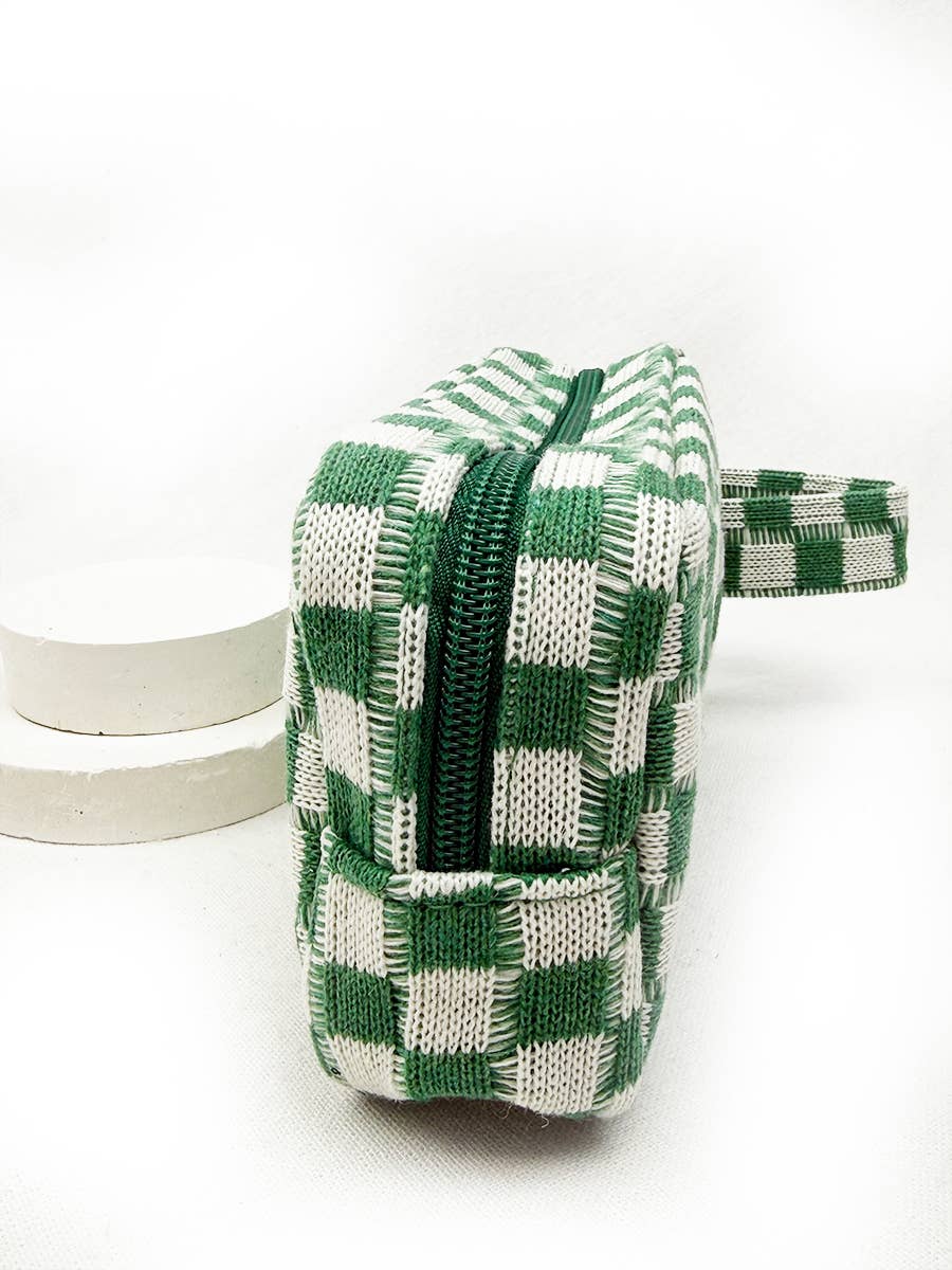 Checker Cosmetic Bag with handle