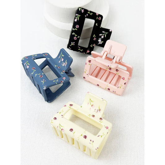 Medium Matte Floral Pattern Jaw Clips