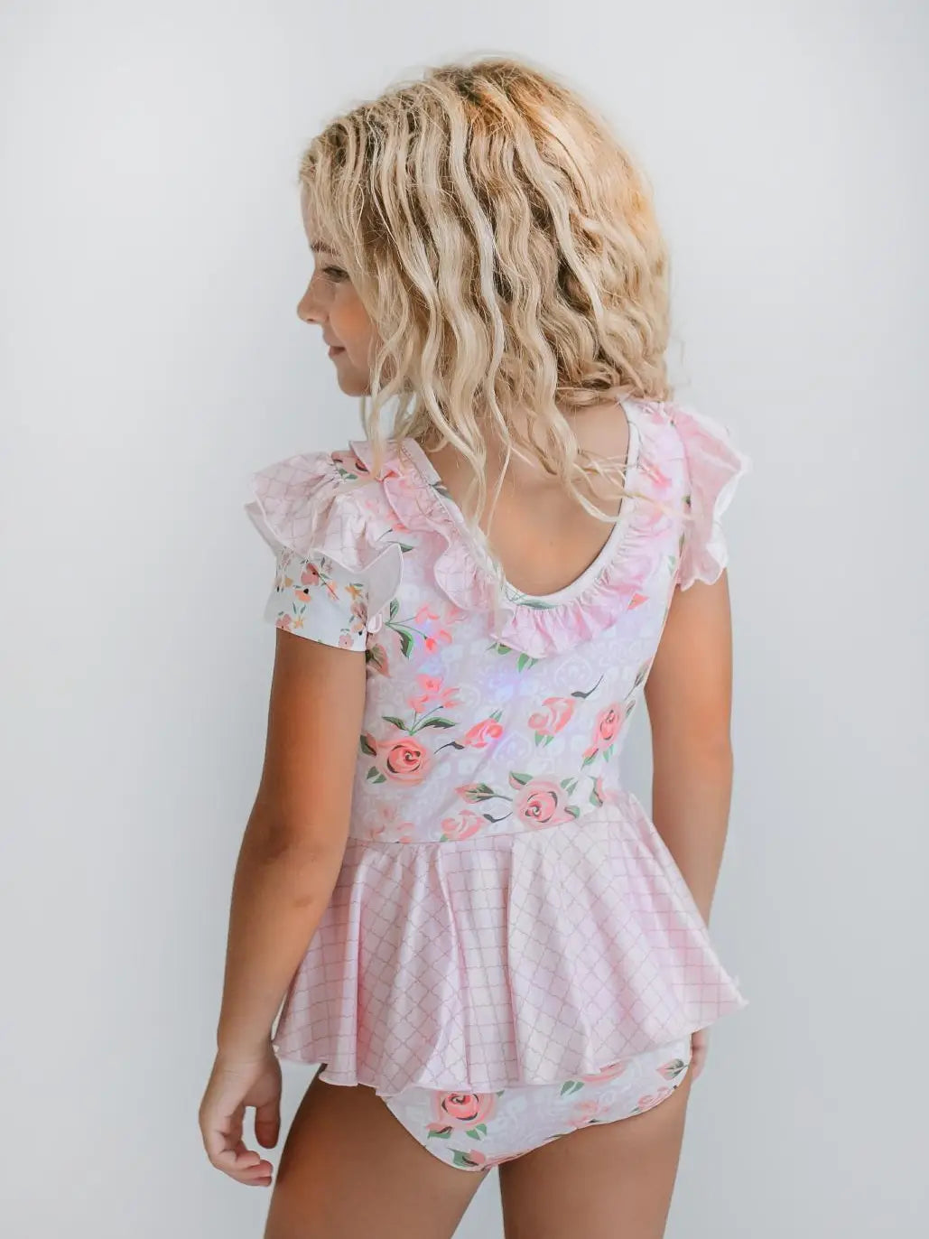 Kids Pale Pink Rose Dance Skirted Twirl Leotard