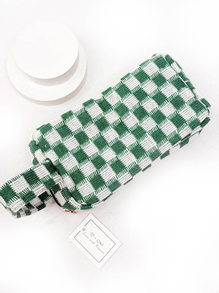 Checker Cosmetic Bag with handle