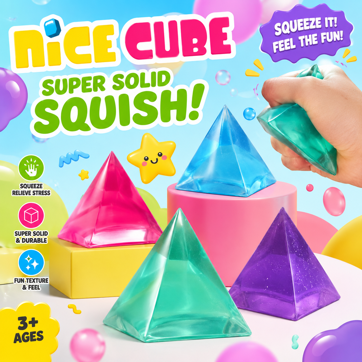 Nice Cube Pyramid Squishy Toy