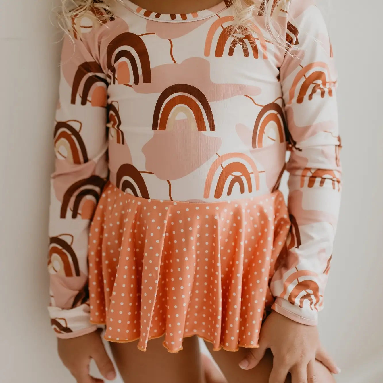 Kids Sunset Rainbow Skirted Twirl Dance Leotard