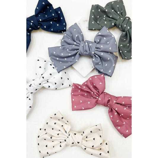 Heart Print Double Layered Bow Clips