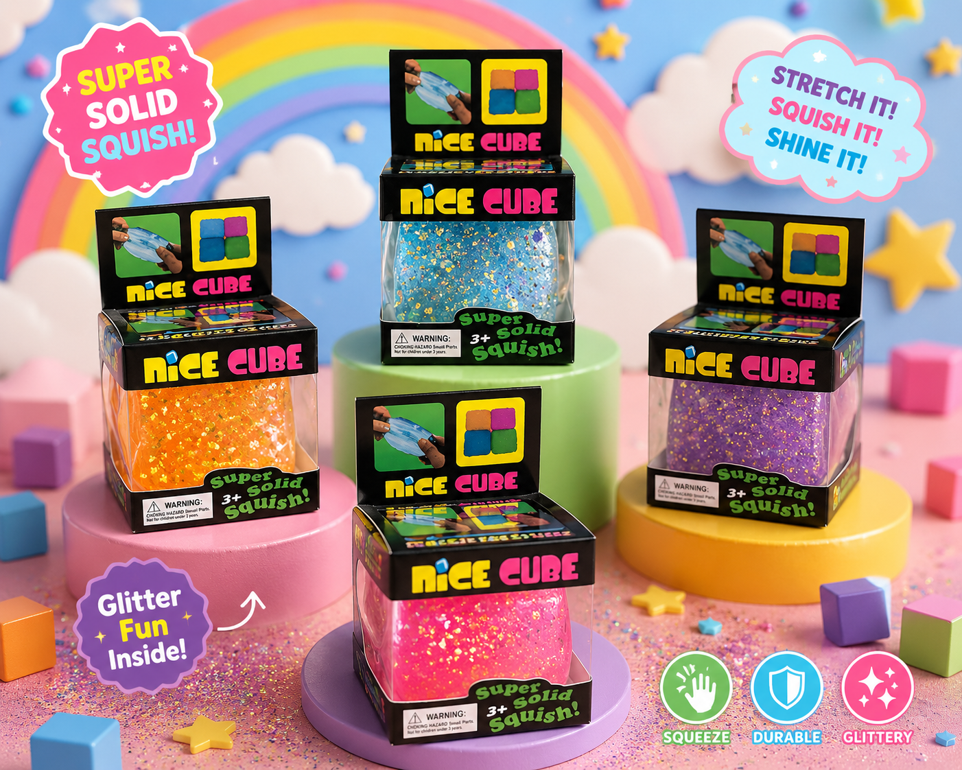 Nice Cube Glitter Squishy Toy