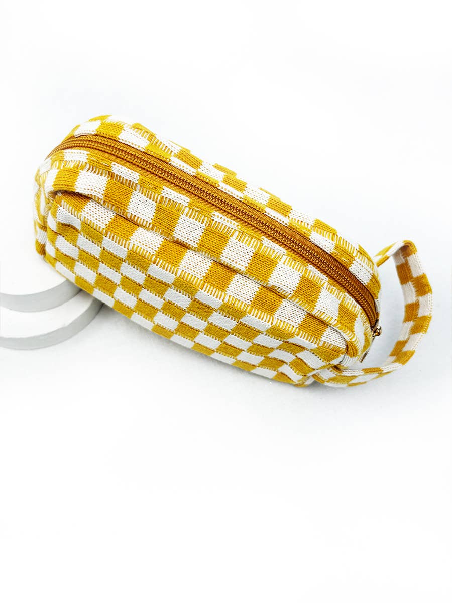Checker Cosmetic Bag with handle