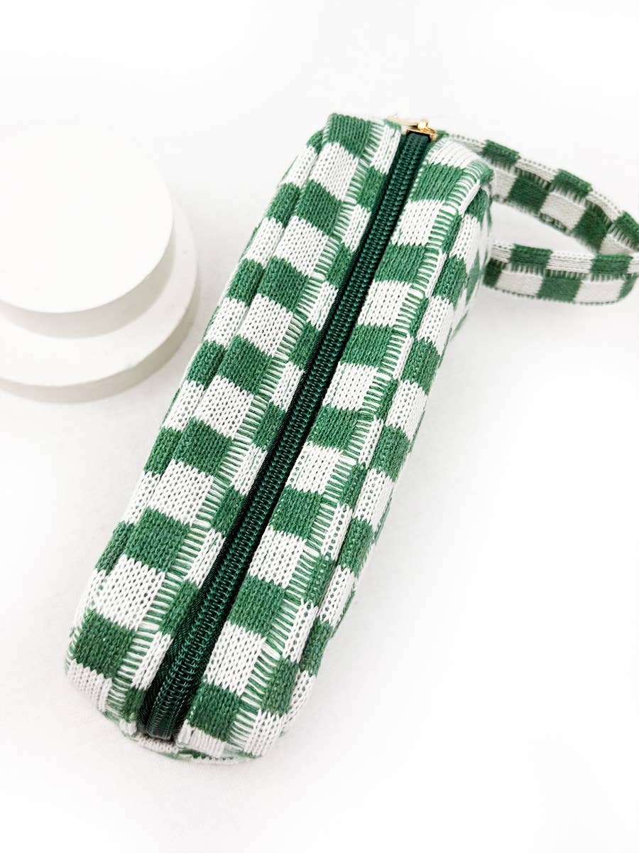 Checker Cosmetic Bag with handle