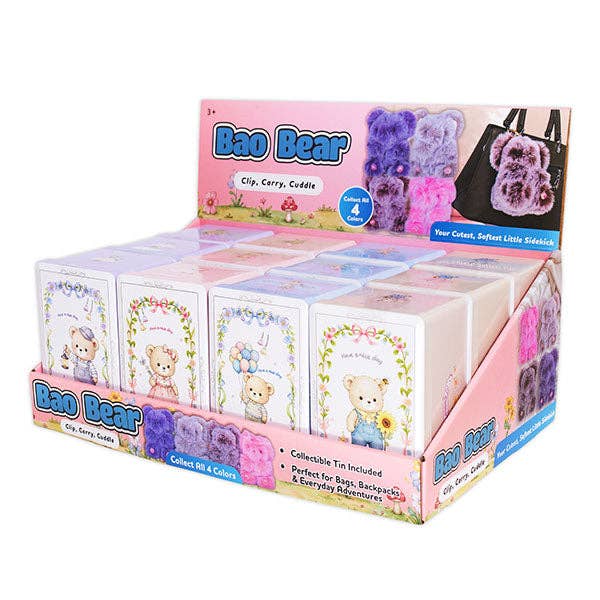 Bao Bear Furry Kawaii Plush Keychain Mystery Tin