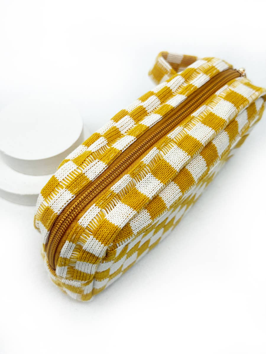 Checker Cosmetic Bag with handle