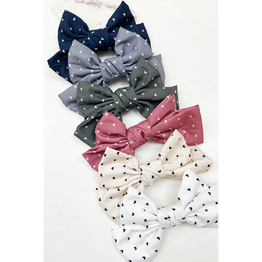 Heart Print Double Layered Bow Clips