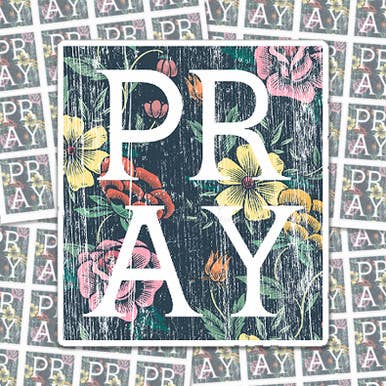 Floral Pray Word Art Sticker