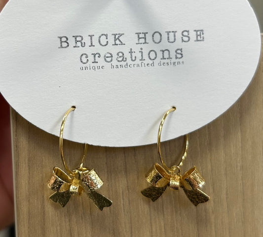 BrickHouse Creations Gold Hoop Bow Earrings