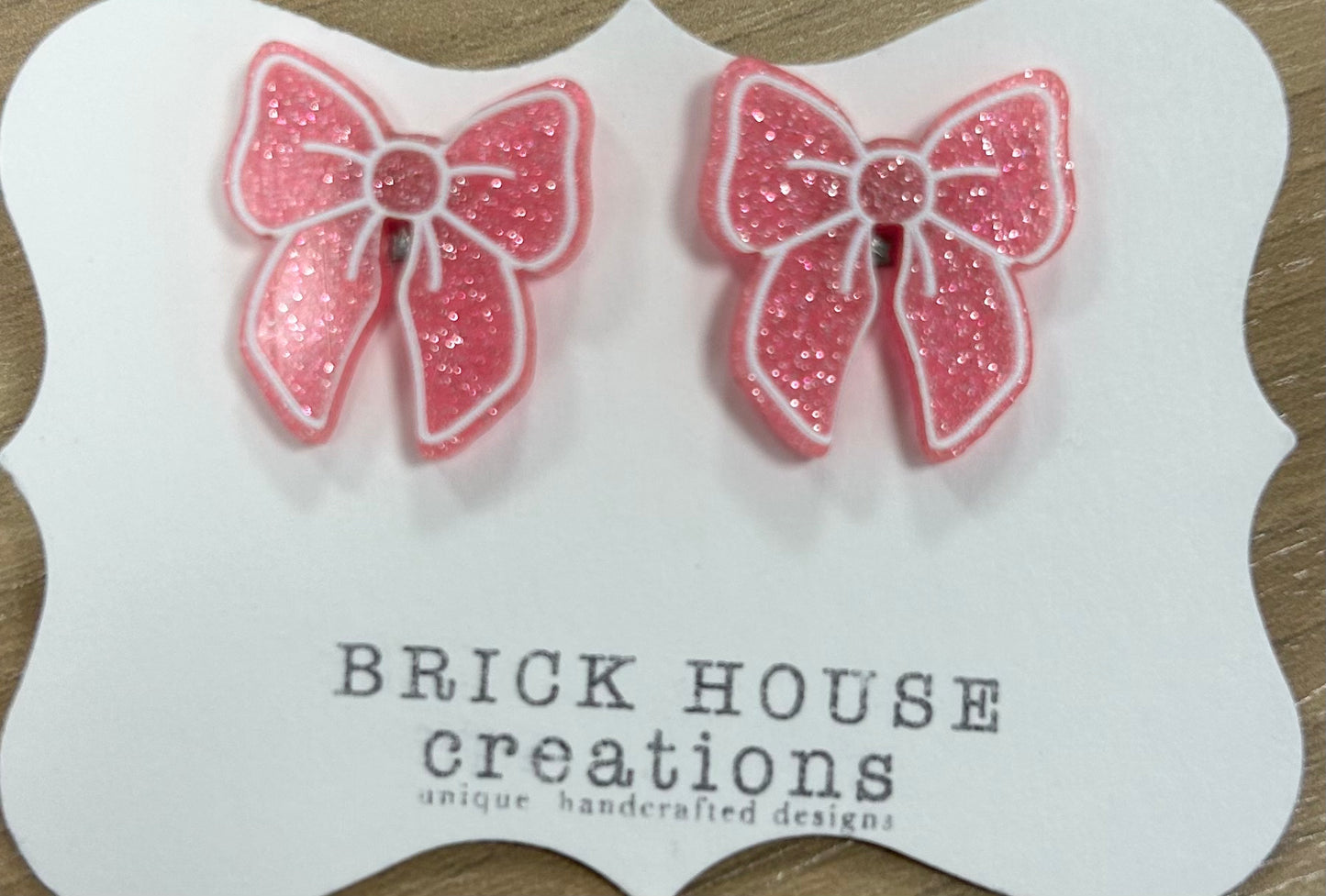 BrickHouse Creations Acrylic Bow Earrings