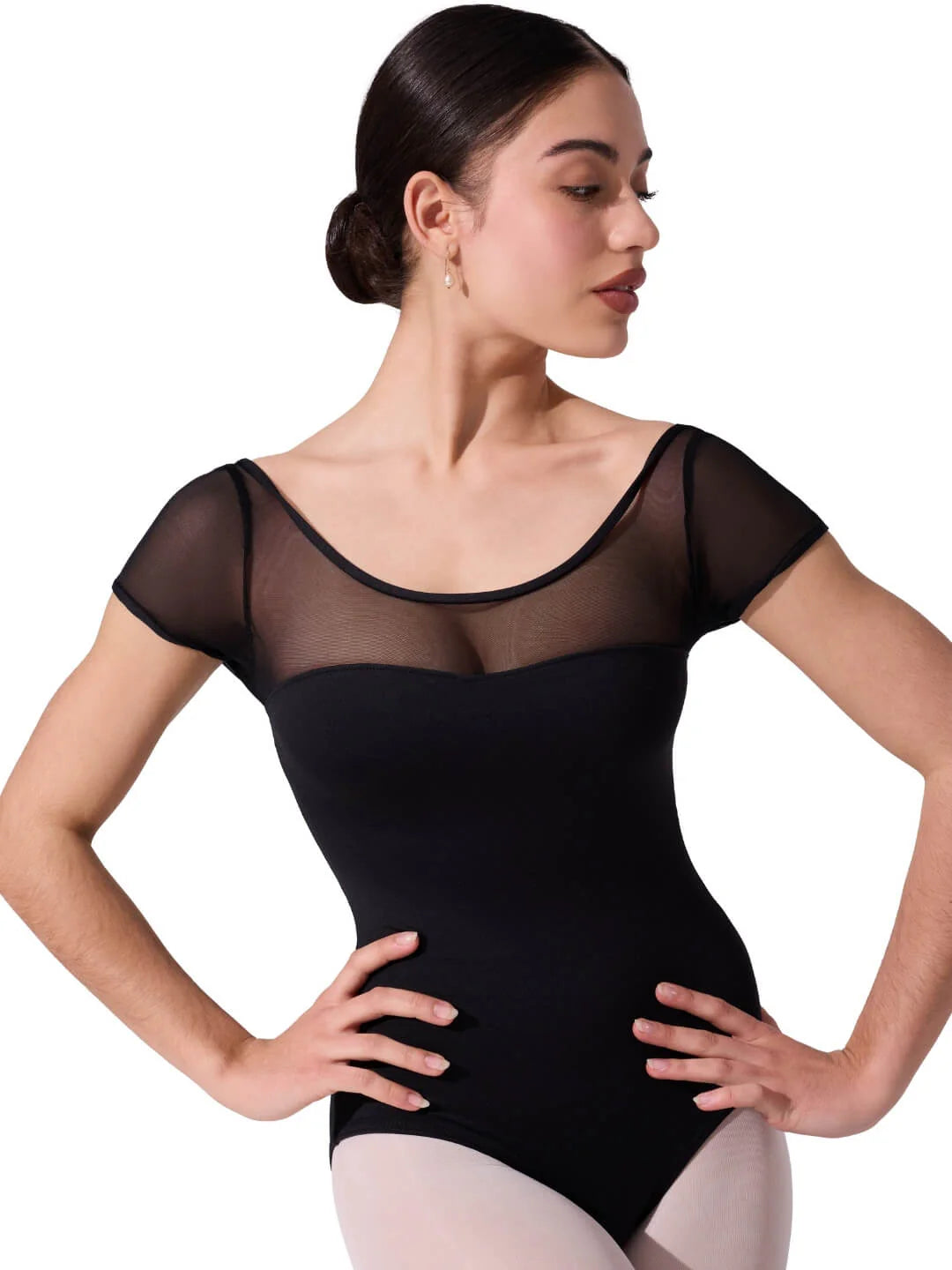 Capezio Studio Collection Mesh Yoke Short Sleeve Leotard