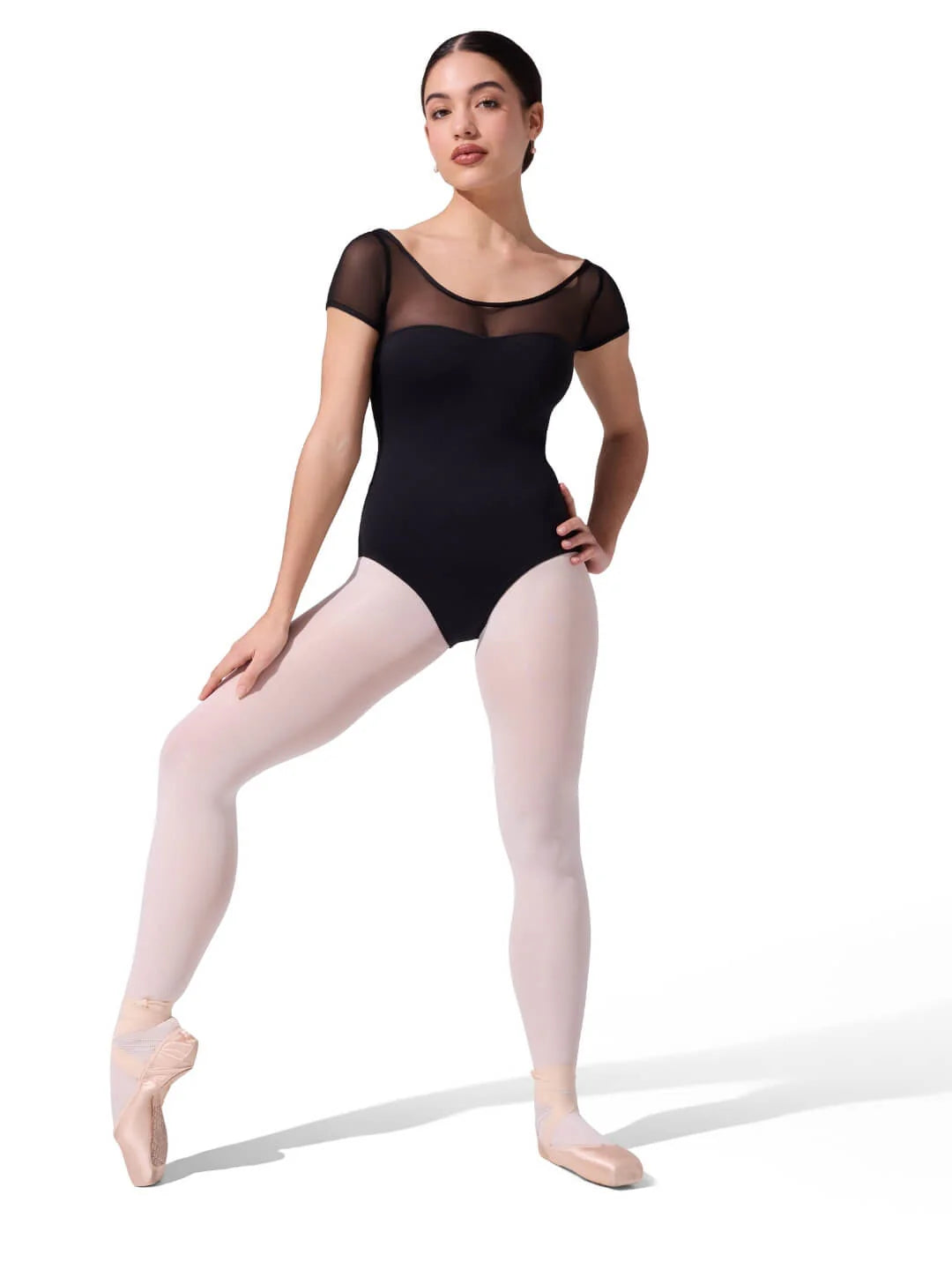 Capezio Studio Collection Mesh Yoke Short Sleeve Leotard