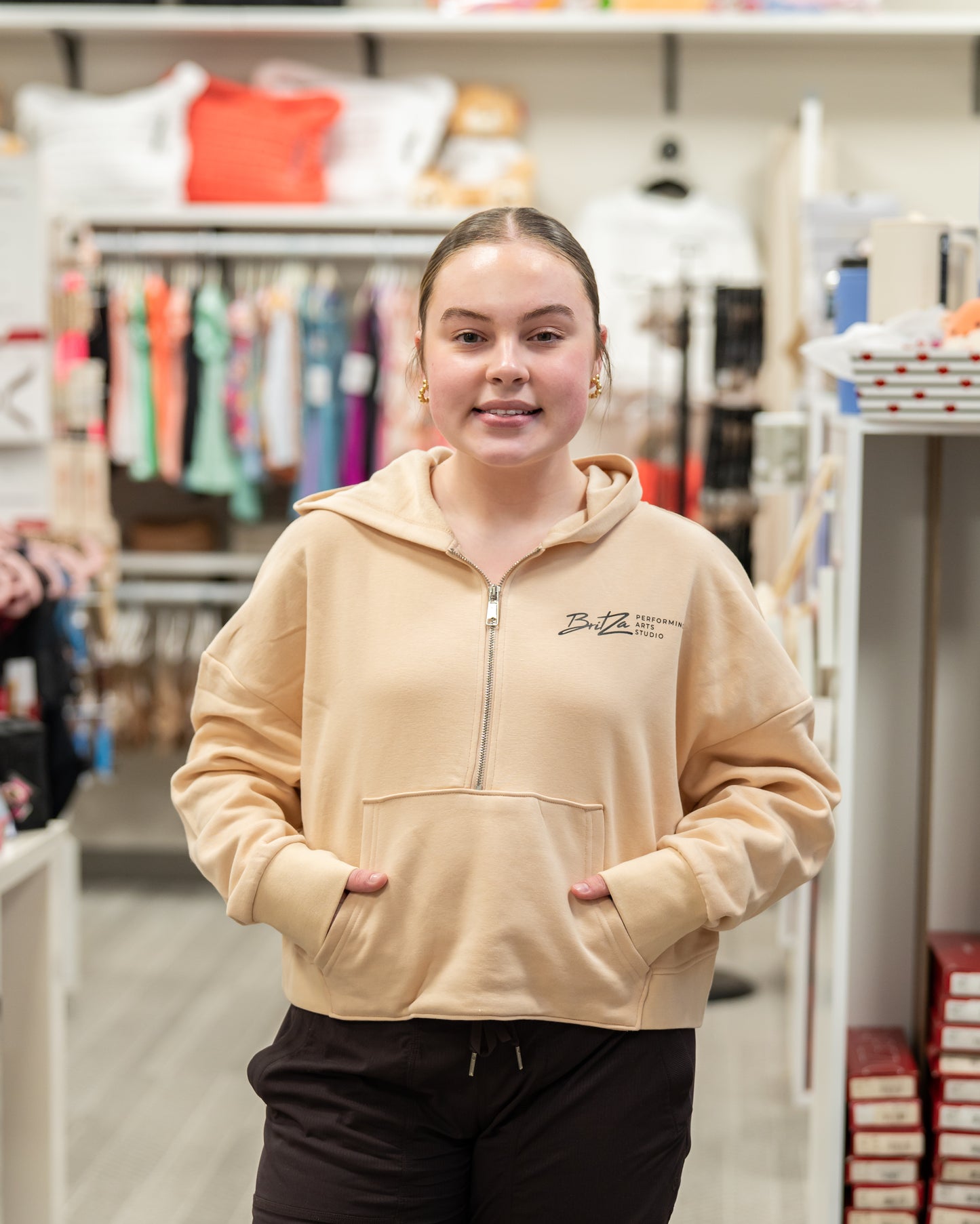 Merch - BritZa Half-Zip Hooded Sweatshirt (Nude)