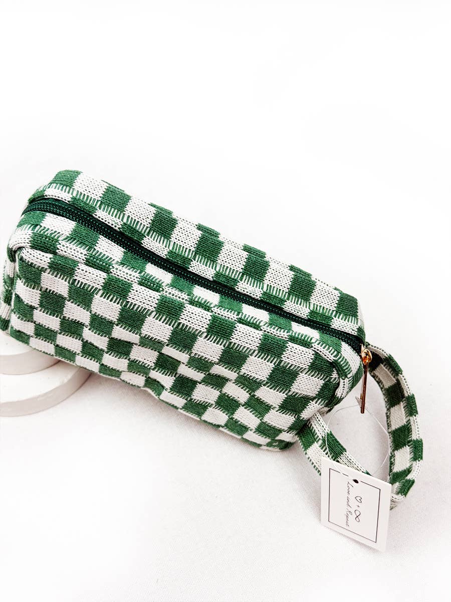 Checker Cosmetic Bag with handle