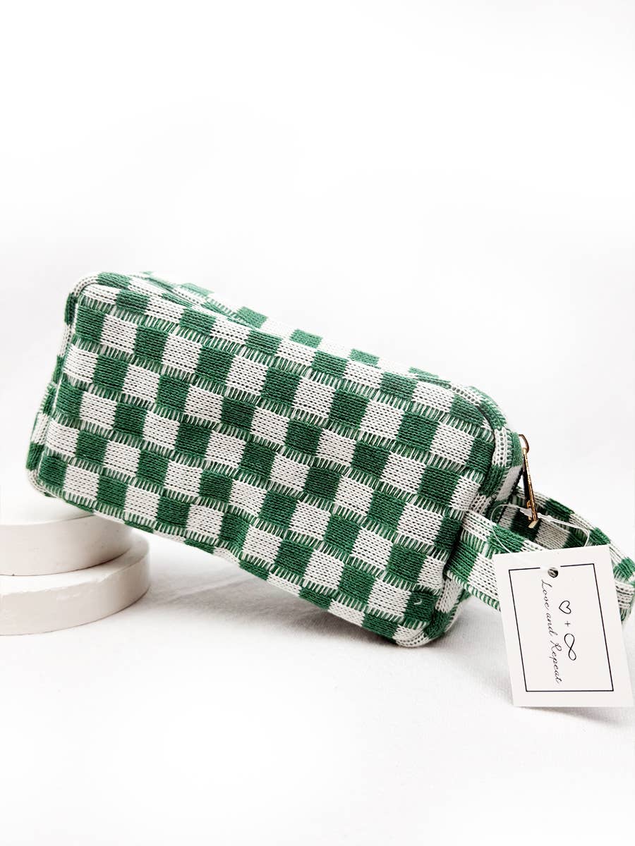 Checker Cosmetic Bag with handle