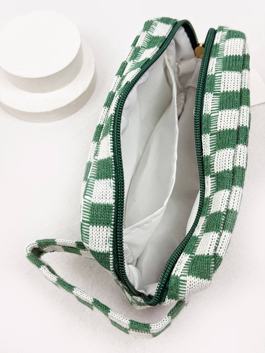 Checker Cosmetic Bag with handle