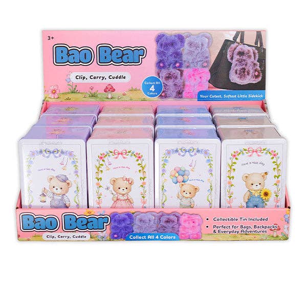 Bao Bear Furry Kawaii Plush Keychain Mystery Tin