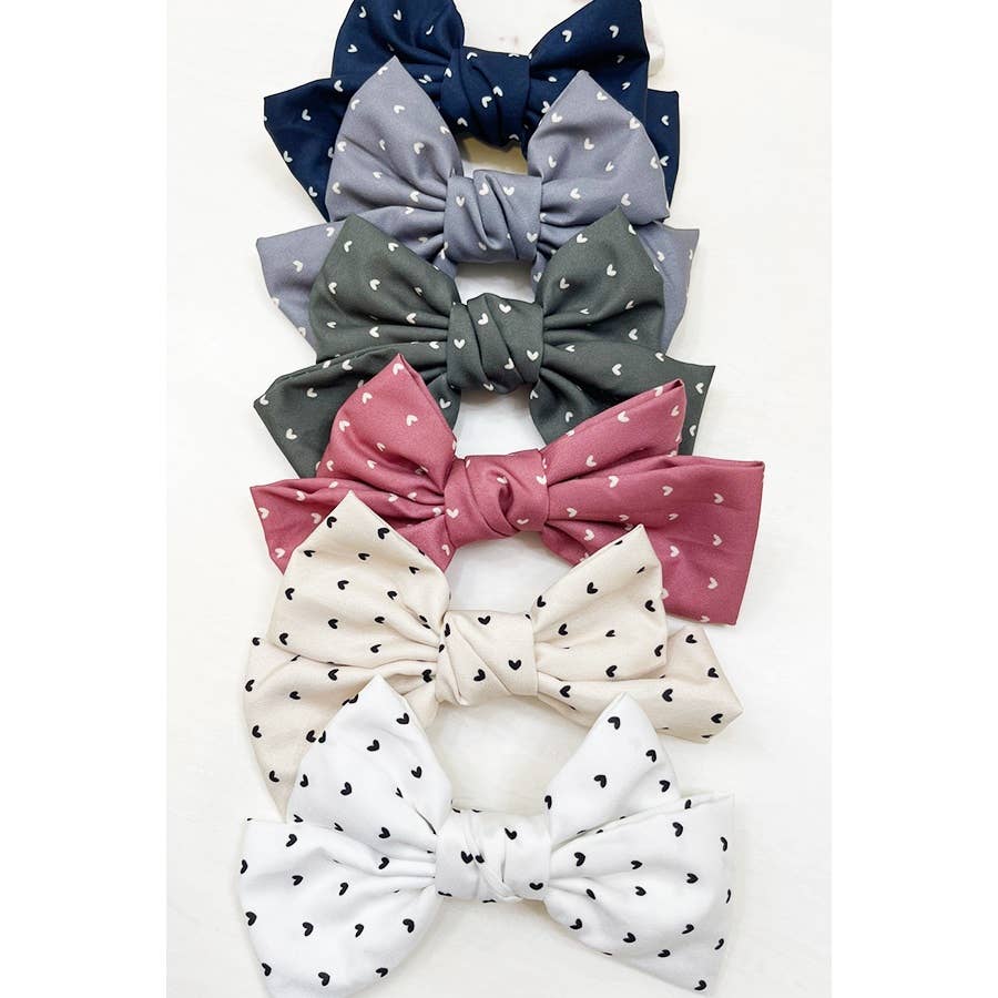 Heart Print Double Layered Bow Clips