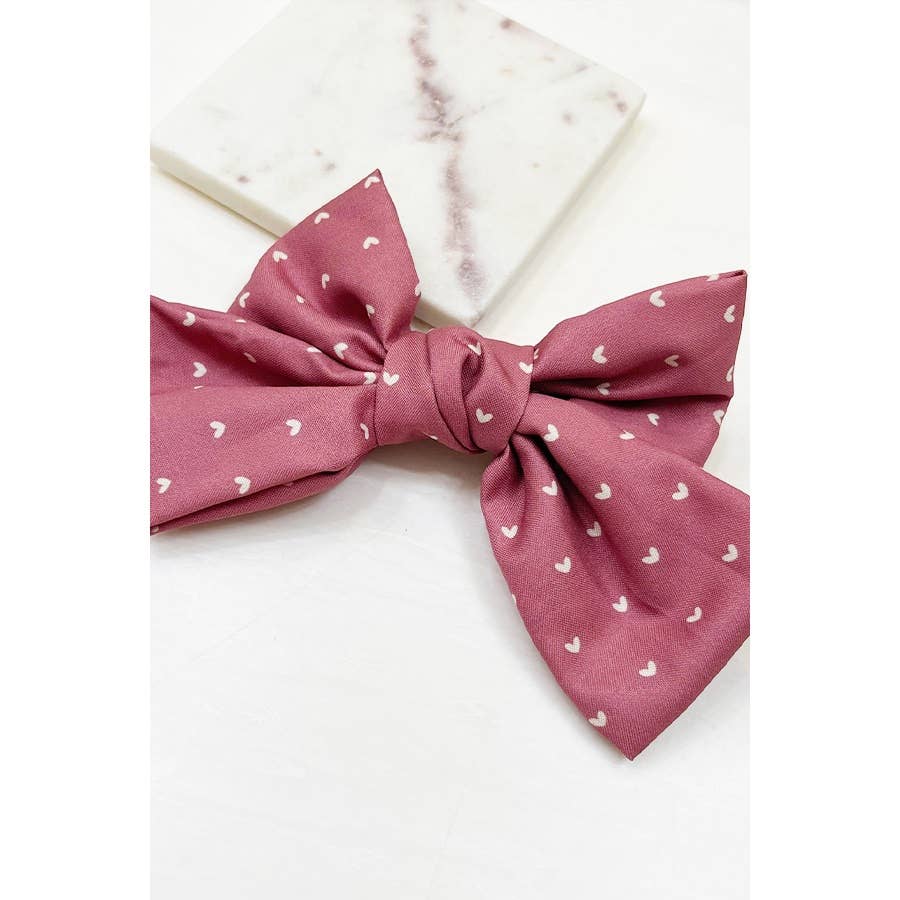 Heart Print Double Layered Bow Clips