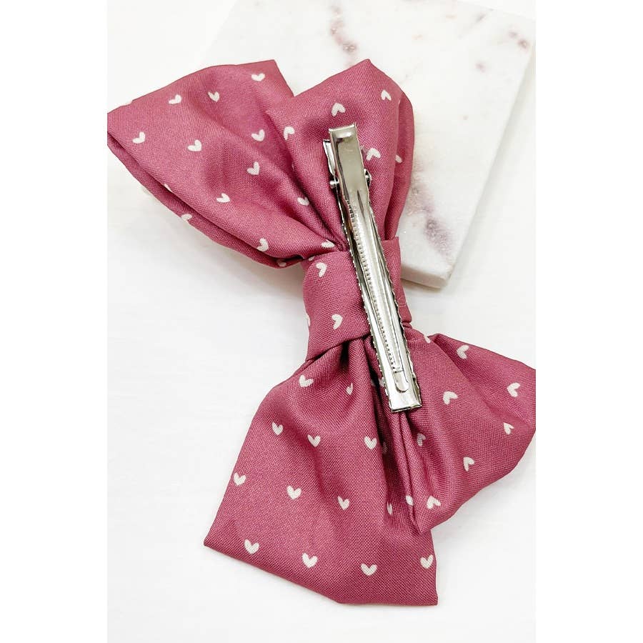Heart Print Double Layered Bow Clips