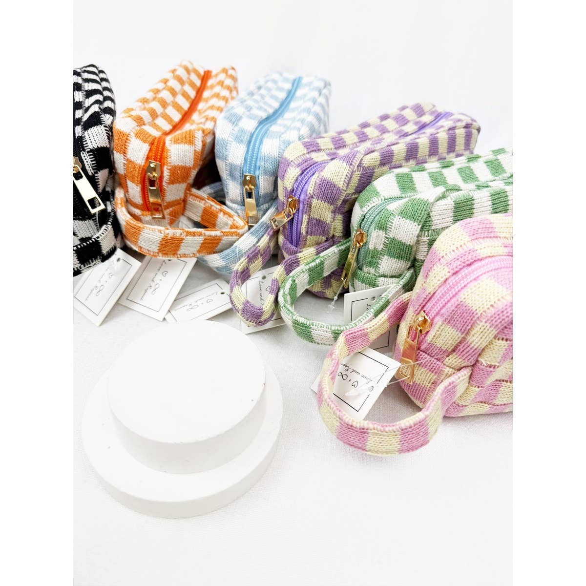 Checker Cosmetic Bag with handle