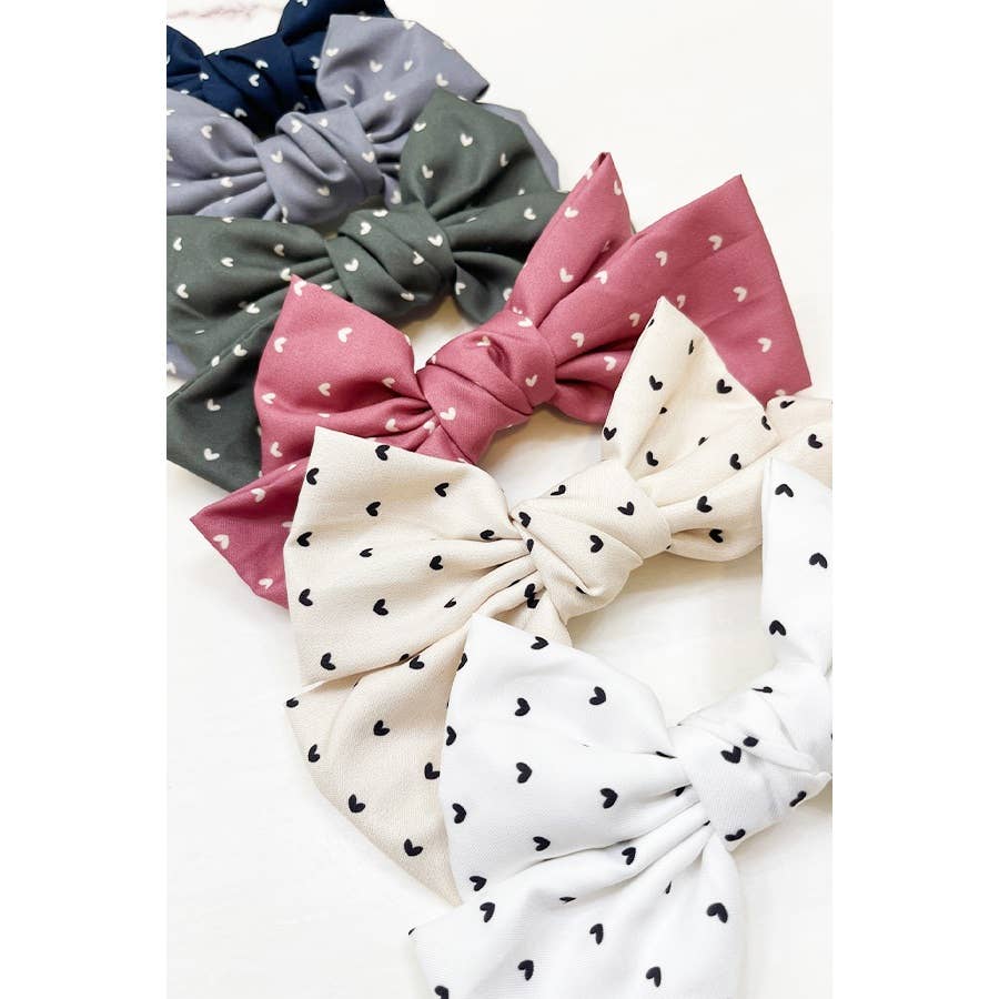 Heart Print Double Layered Bow Clips