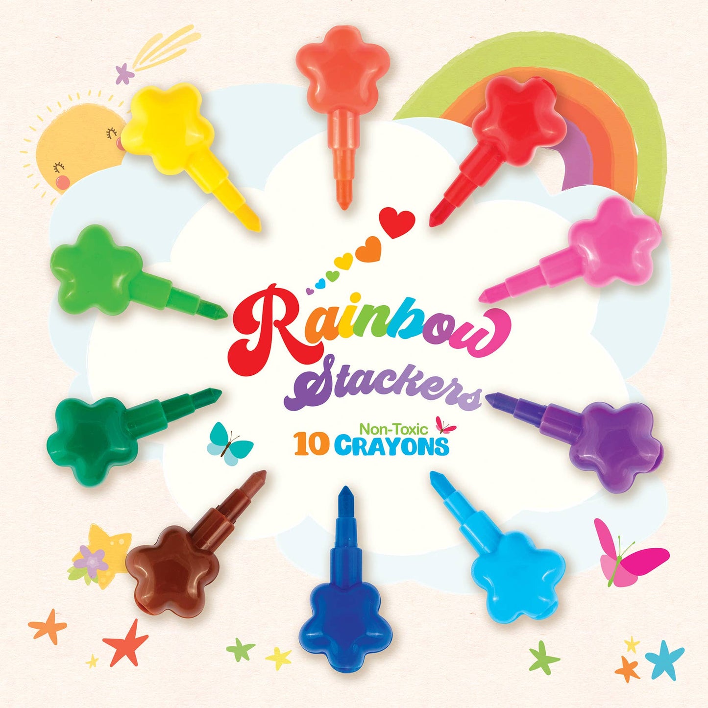 Rainbow Stackers | Heart and Star Shaped Stackable Crayons
