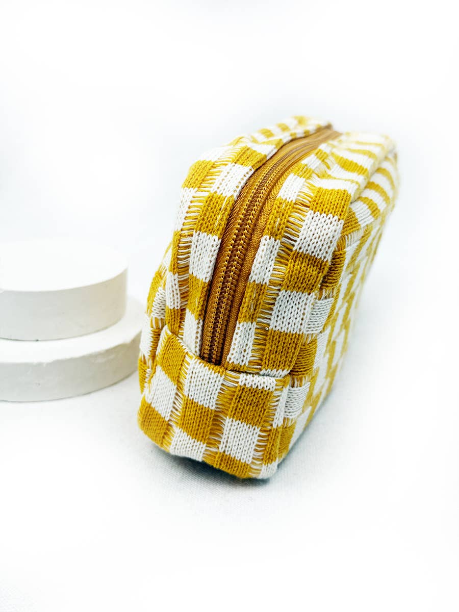 Checker Cosmetic Bag with handle