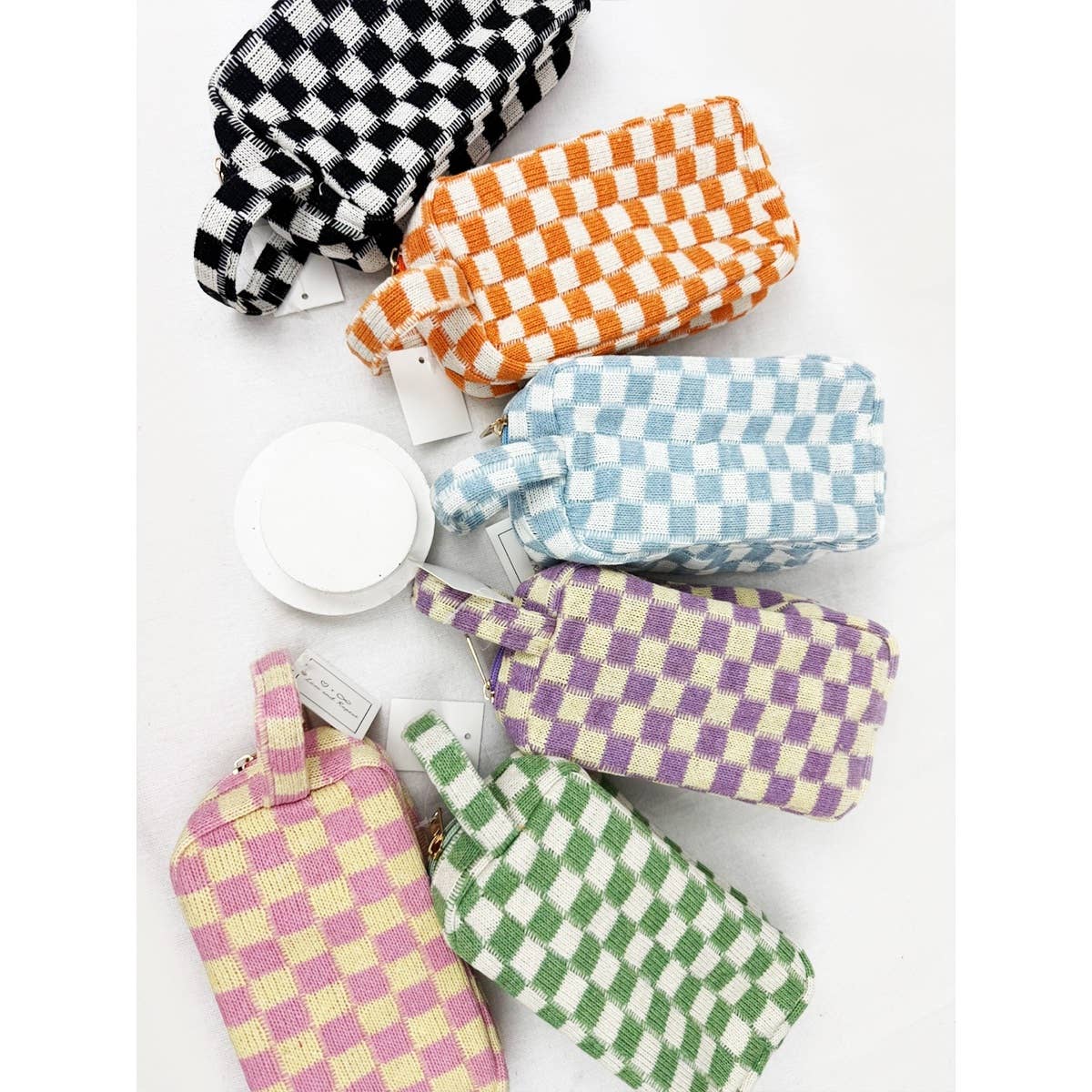 Checker Cosmetic Bag with handle