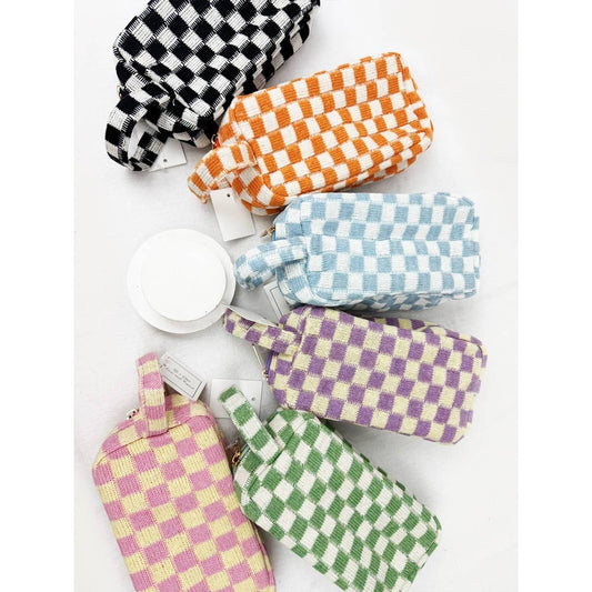 Checker Cosmetic Bag with handle