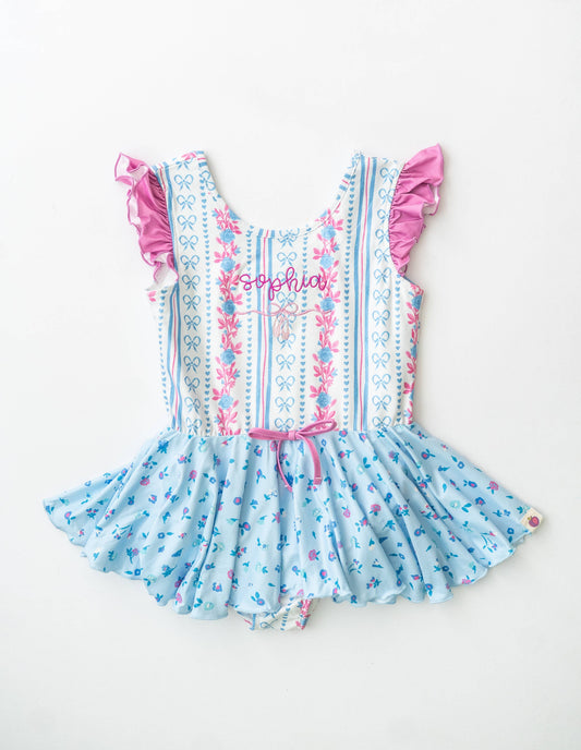 Farrah Leotard - Rosé Ribbon Luxe