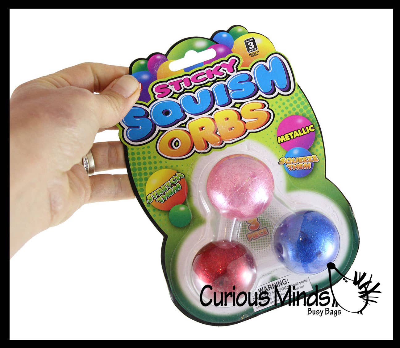 3 Stress Balls -Metallic Glitter