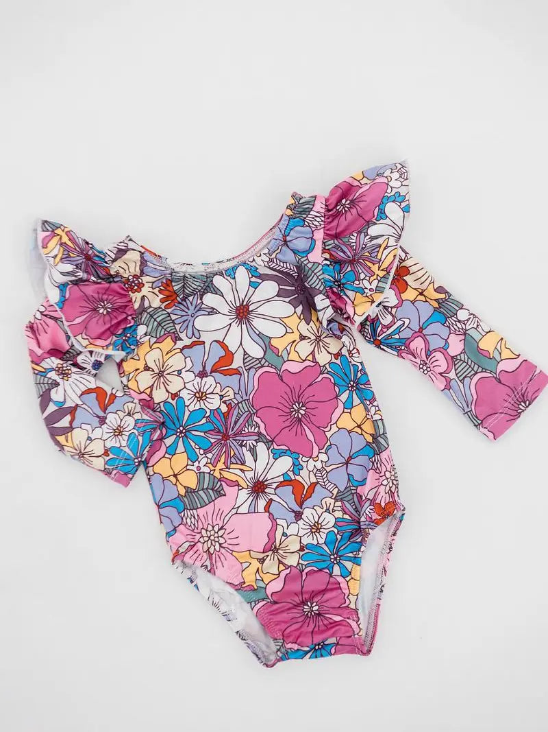 Mauve What's Up Buttercup L/S Flutter Sleeve Leotard