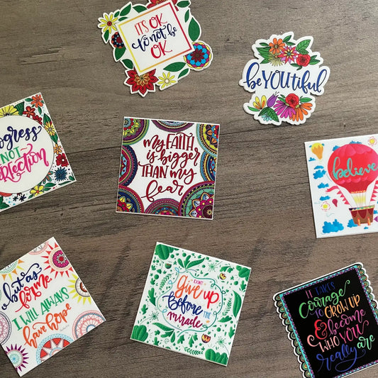 Inspirational 8-Pack Mini Self Care Sticker Set