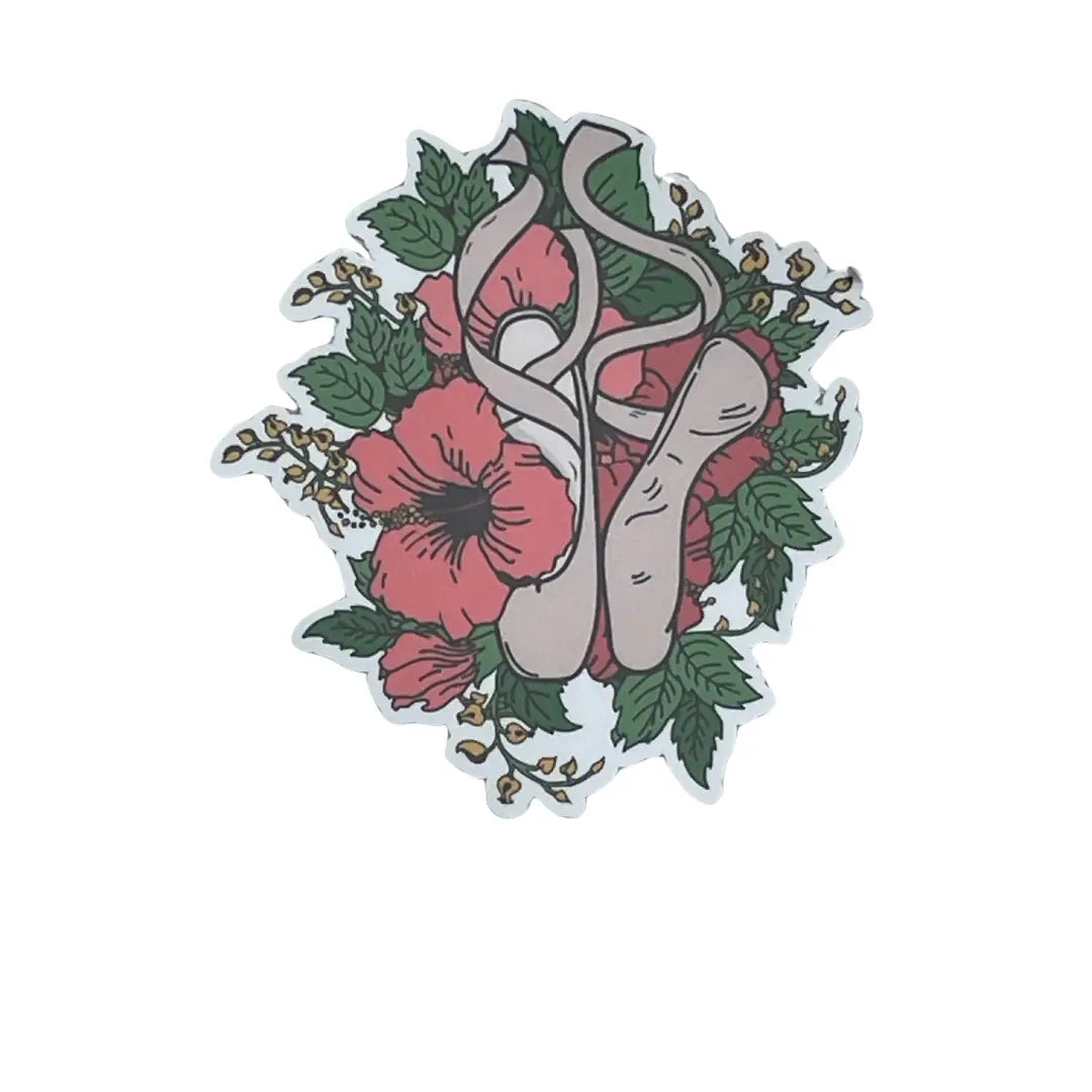 Pointe Shoes Floral Hibiscus Design Sticker