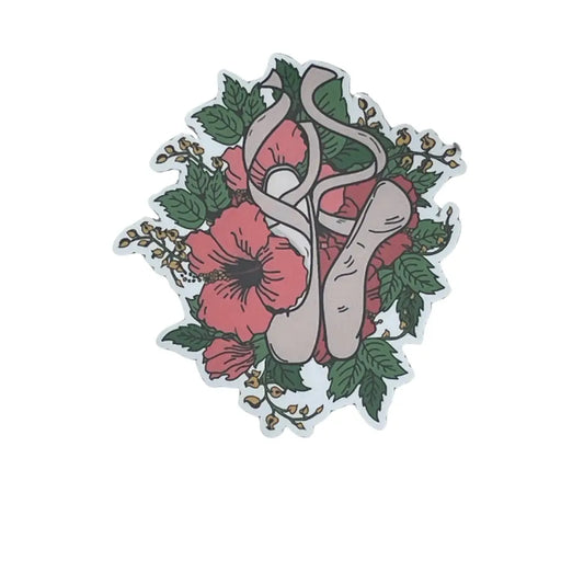 Pointe Shoes Floral Hibiscus Design Sticker