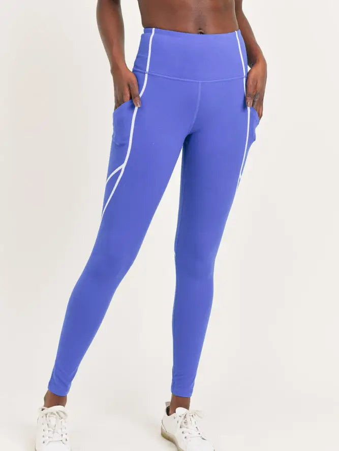 Clothing- Splice Highwaist Leggings with Contrast Seams