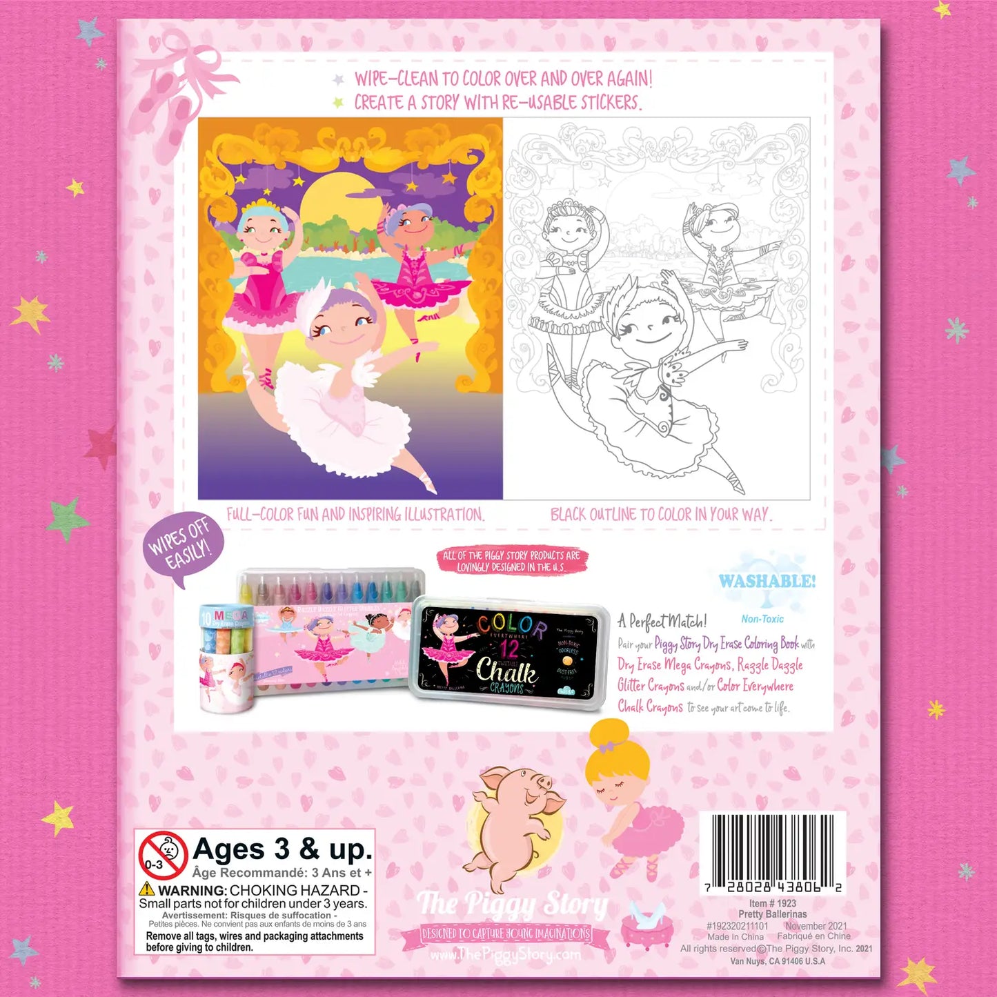 Pretty Ballerina Dry Erase Coloring Book